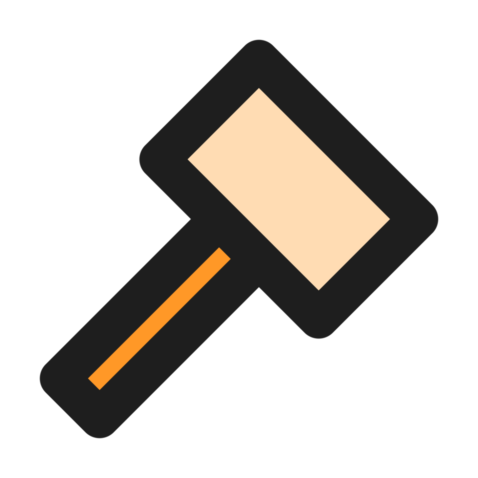 Hammer flat color outline icon png