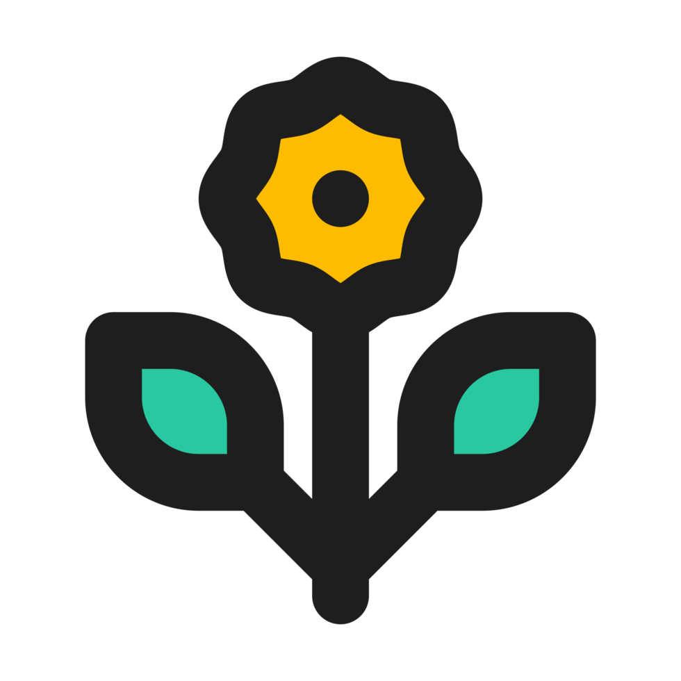 Flower flat color outline icon png