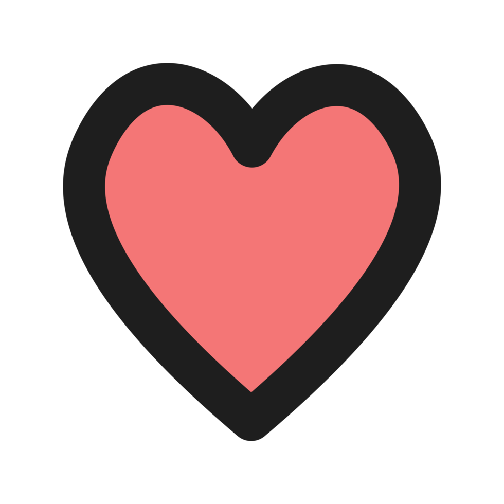 Heart flat color outline icon png
