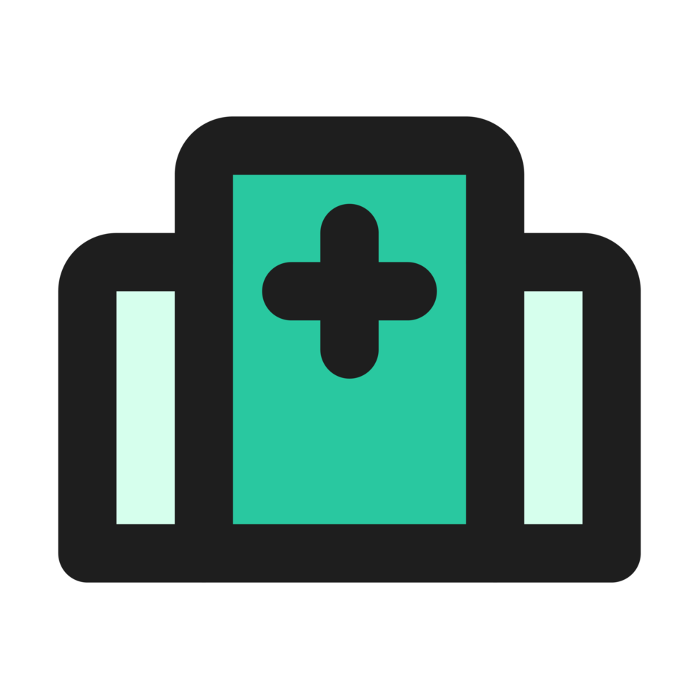 Hospital flat color outline icon png