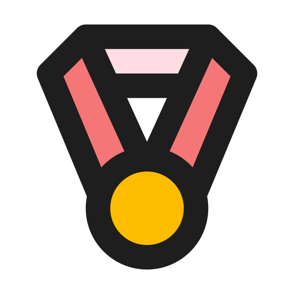 Medal flat color outline icon png