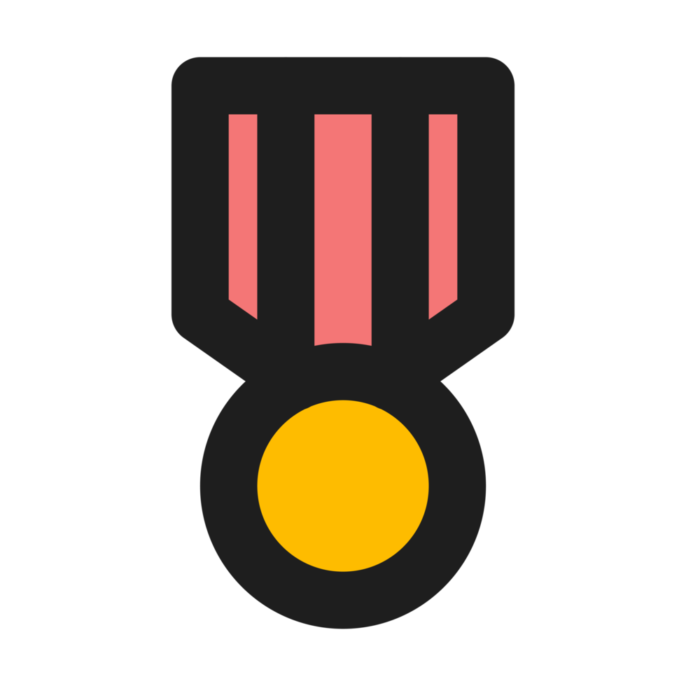 Medal flat color outline icon png