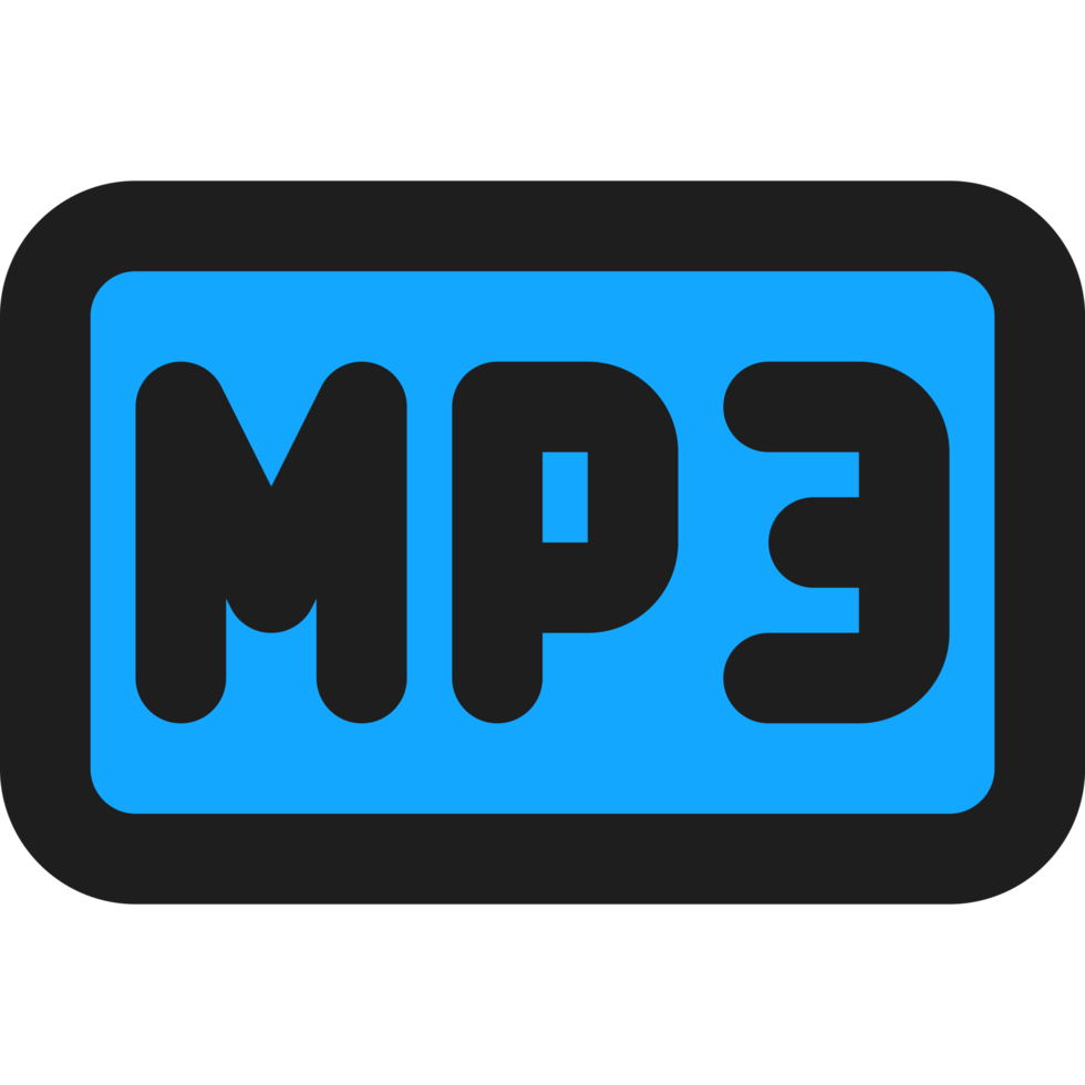 MP3 flat color outline icon png