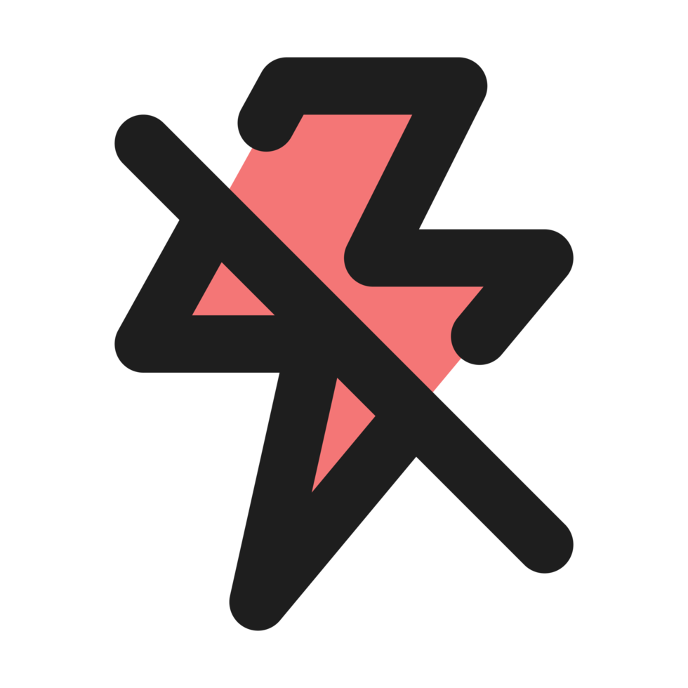 No Flash flat color outline icon png
