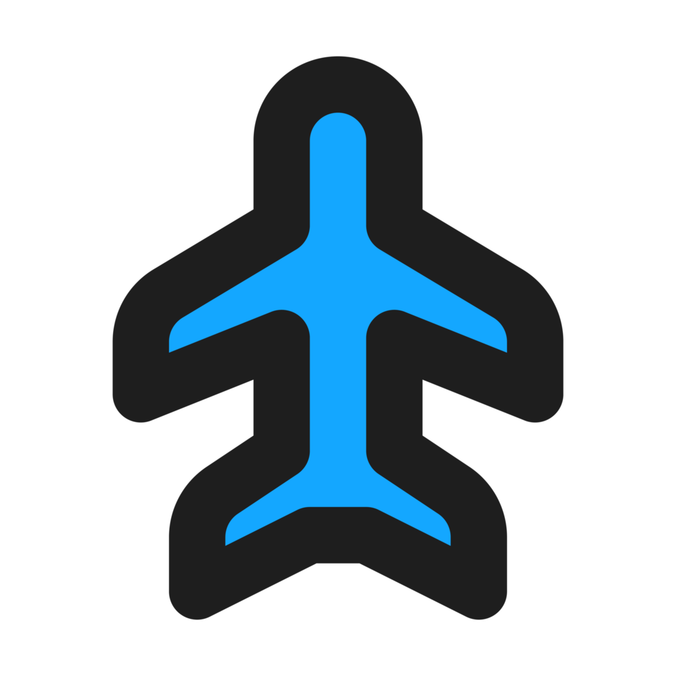 Plane flat color outline icon png