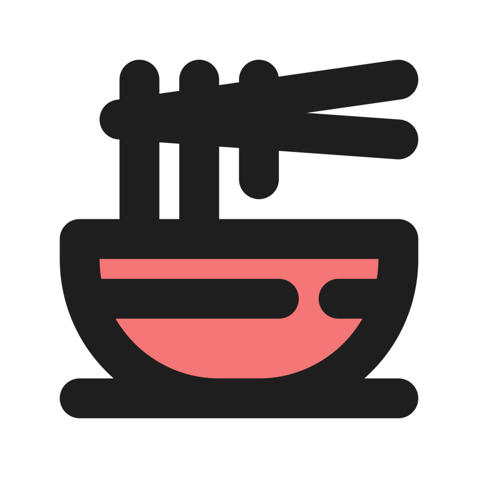 Noodle flat color outline icon png