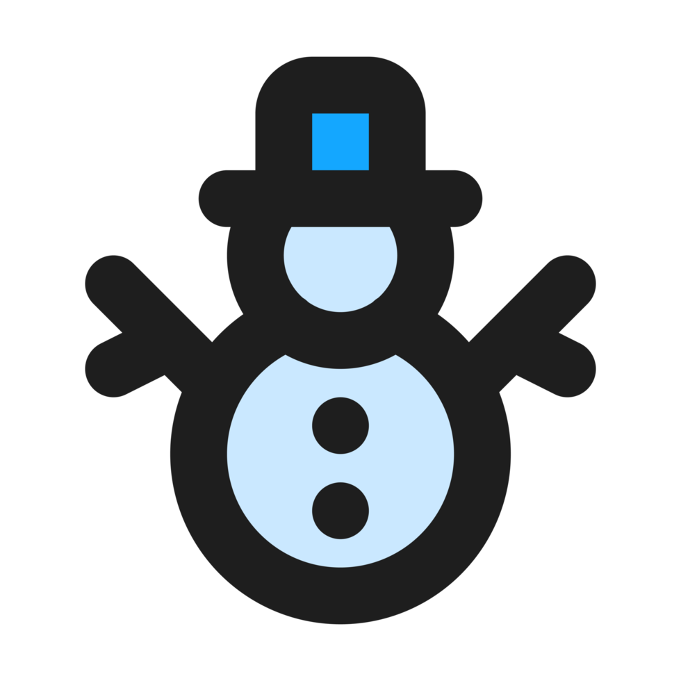 monigote de nieve plano color contorno icono png