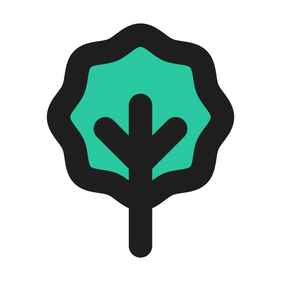 Tree flat color outline icon png