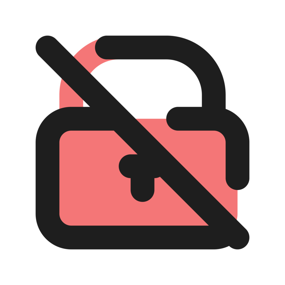 Unlock flat color outline icon png