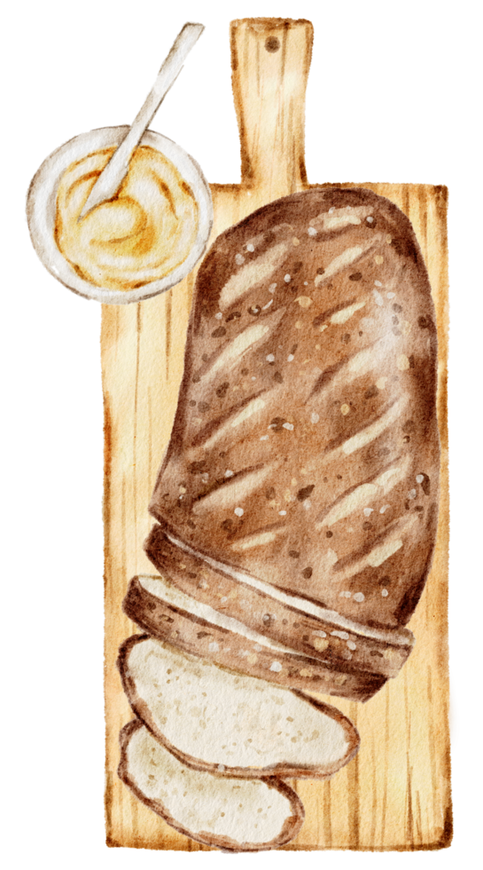 Watercolor bakery, bread, pie, bake, hand paint png