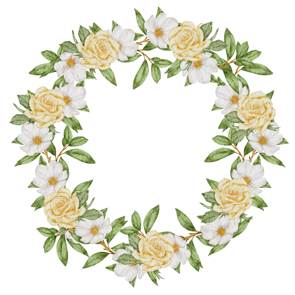 Flower wreath and frame watercolor png