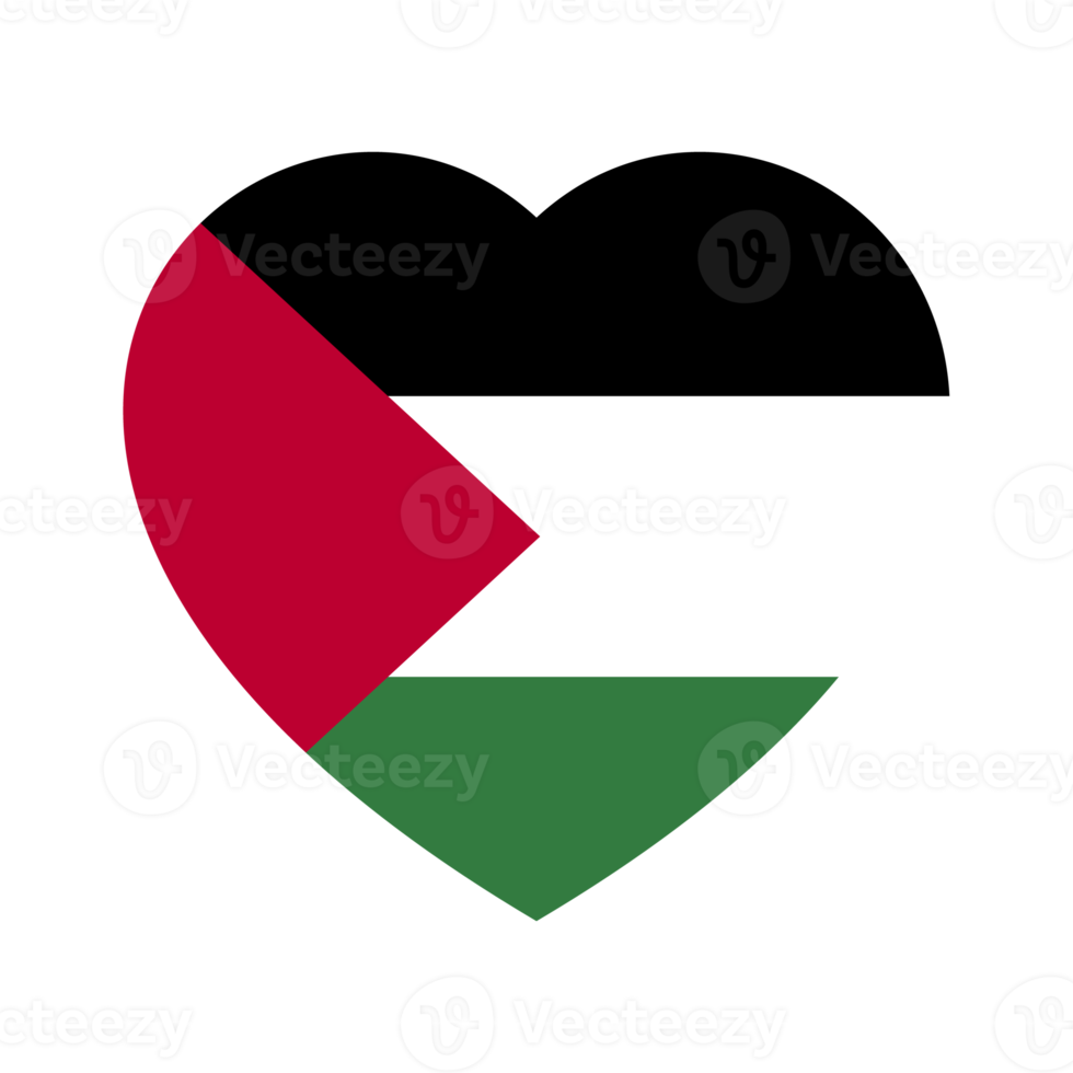flagga av palestina i hjärta form. palestina nationell symbol. transparent bakgrund. illustration png