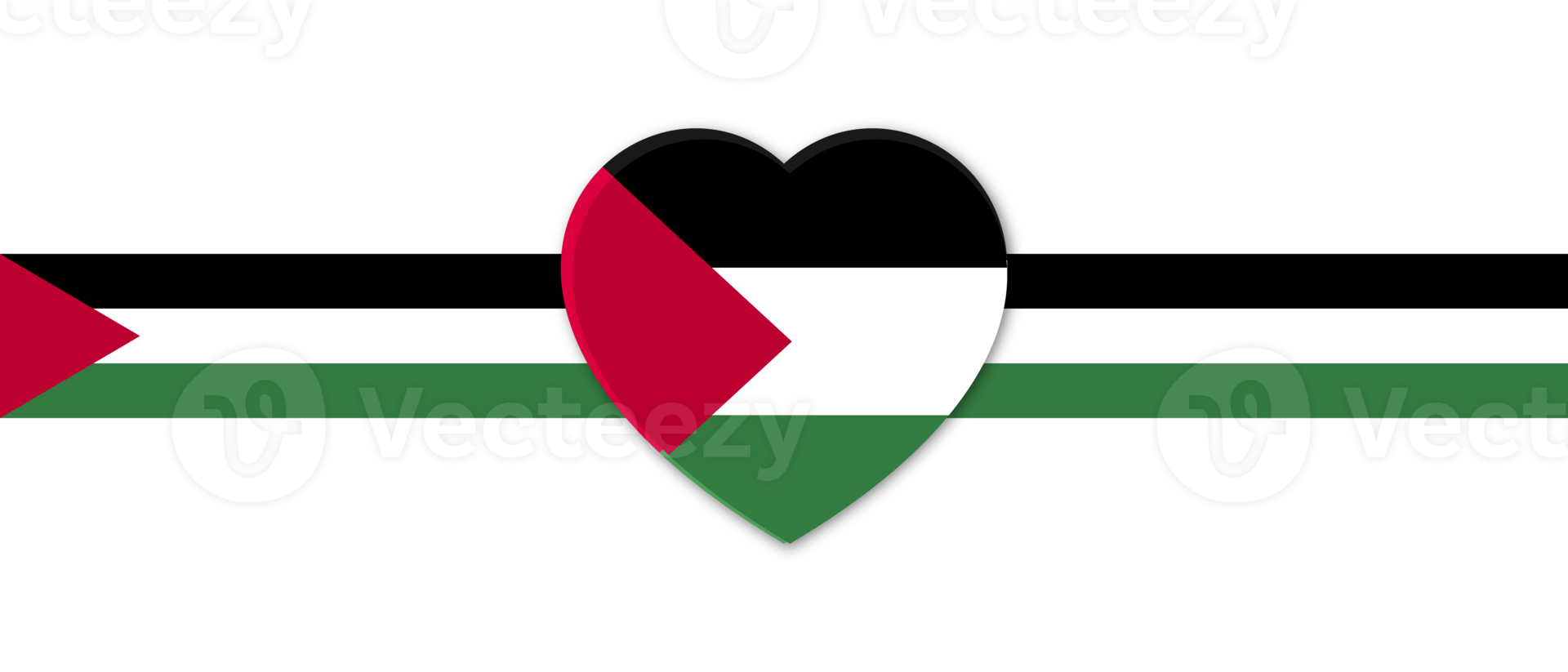 palestina hjärta nationell Ränder flagga. transparent bakgrund. illustration png