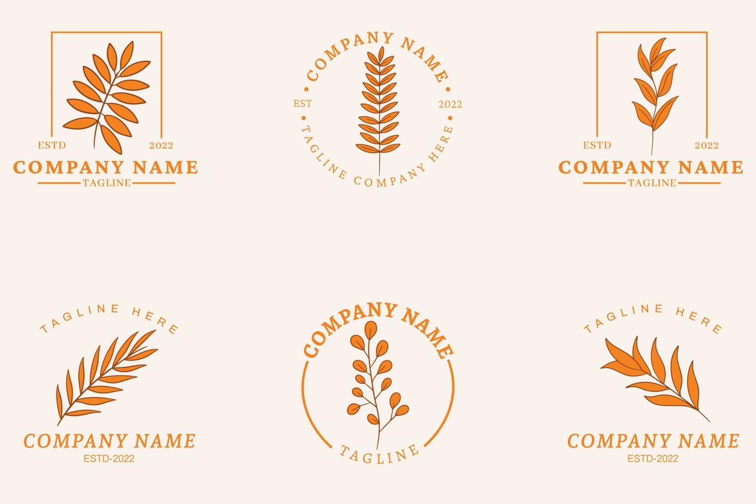 Minimalist Leaf Leaves Tropical Logo Template Style Pastel vector