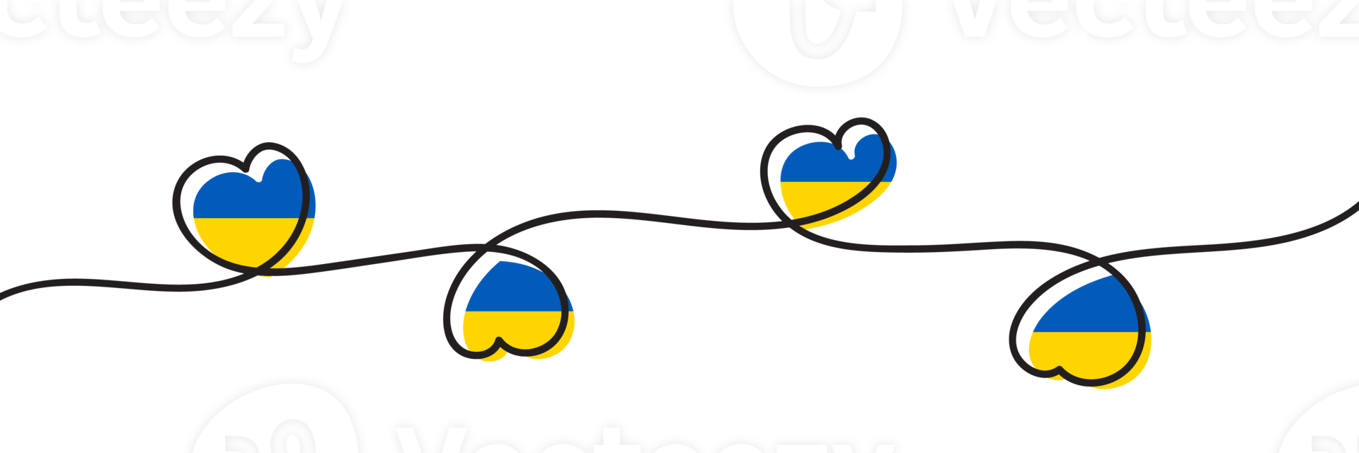Flag of Ukraine in heart shape. Ukrainian national symbol. Transparent background. Png illustration