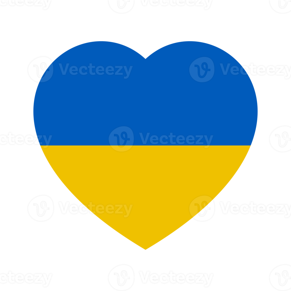 Flag of Ukraine in heart shape. Ukrainian national symbol. Transparent background. Png illustration