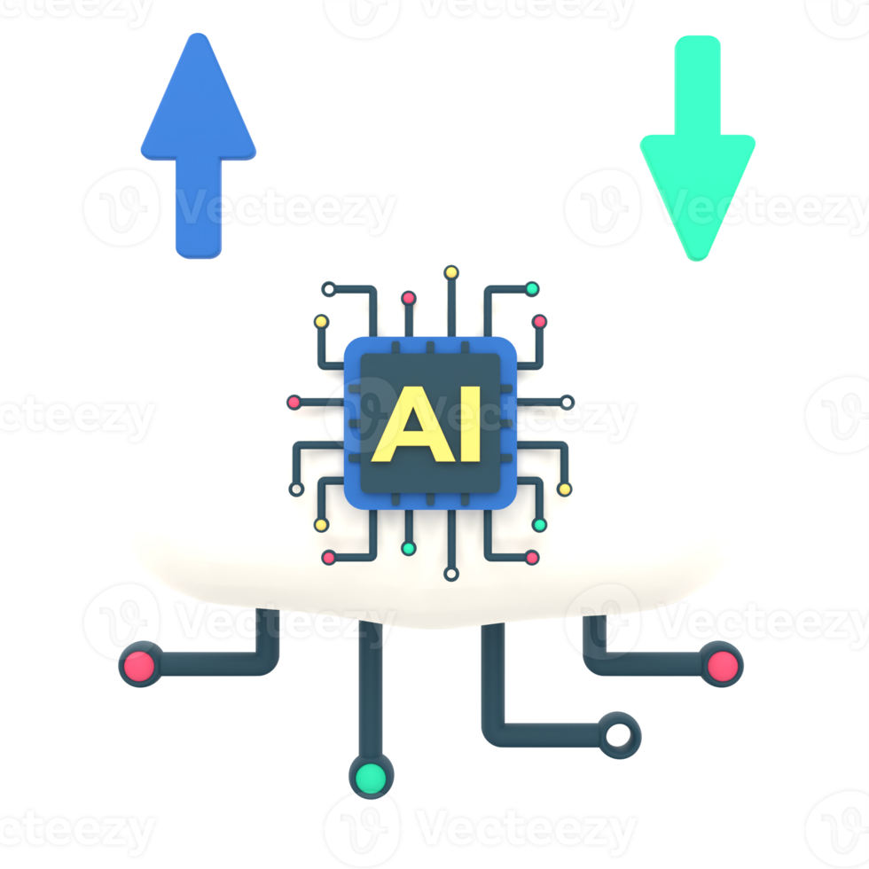 Artificial intelligence cloud computing concept png