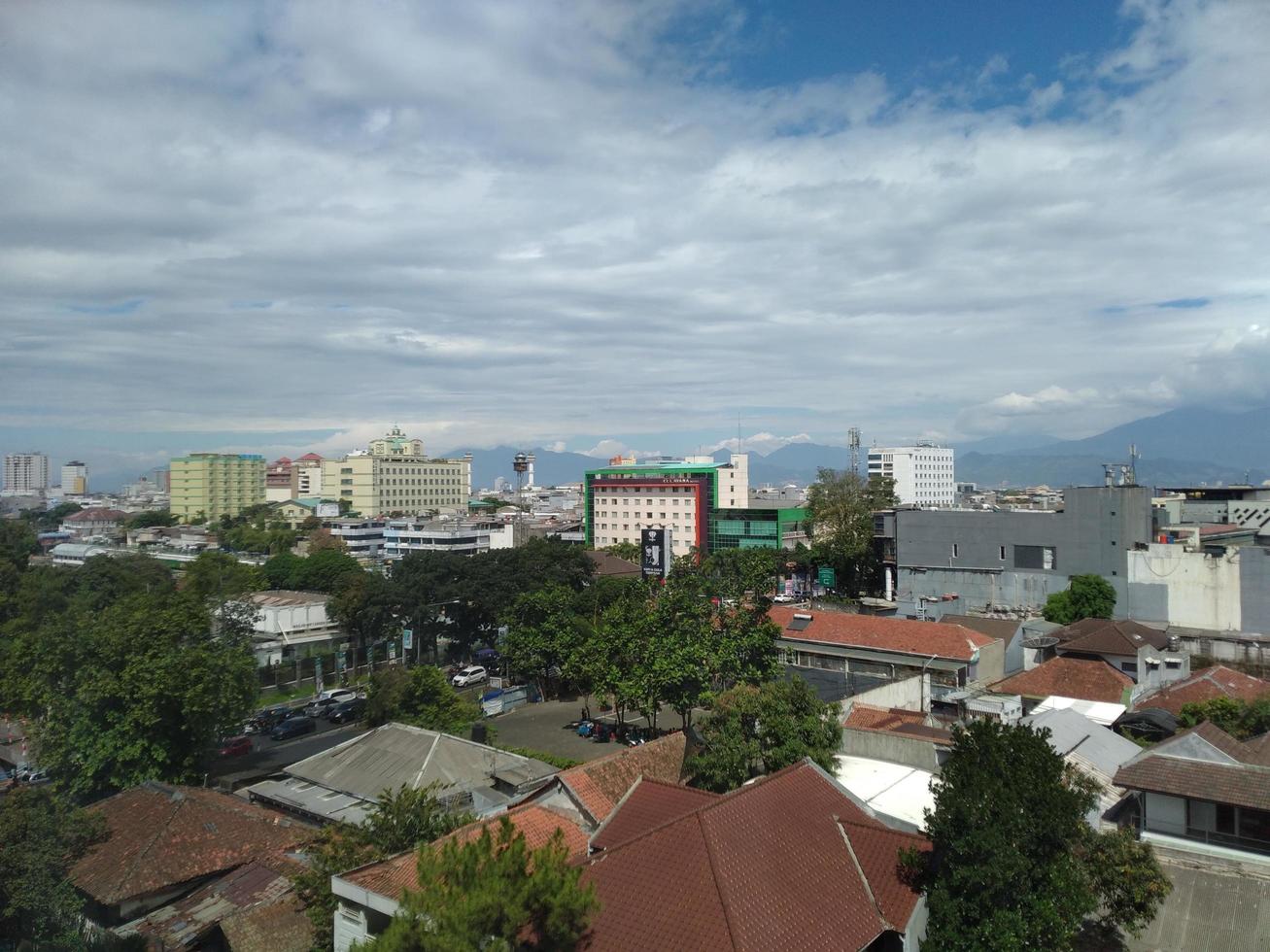 city view with clear sky background photo