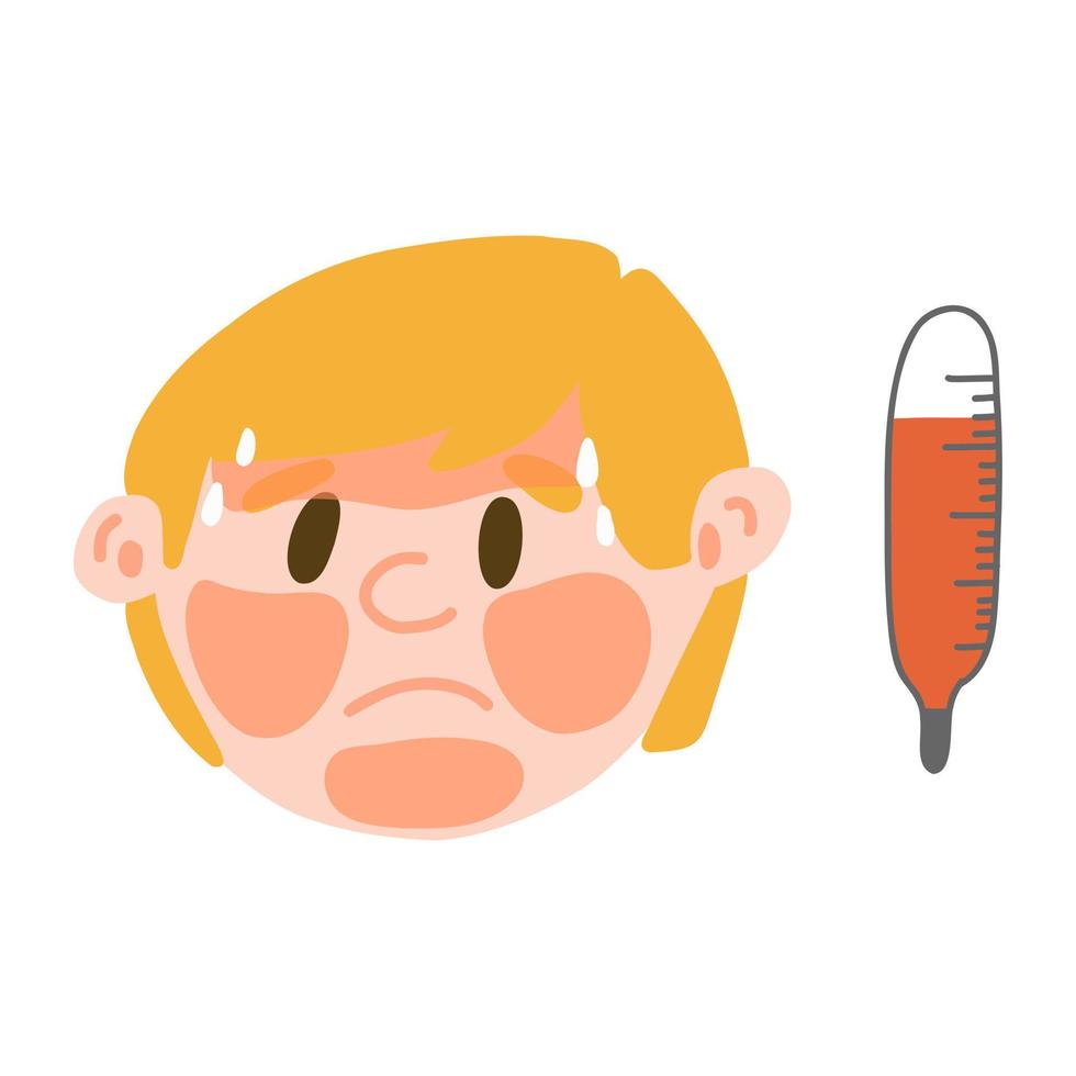 Man In Fever With A High Temperature In Cartoon Flat Style Boy With man-in-fever-with-a-high-temperature-in-cartoon-flat-style-boy-with