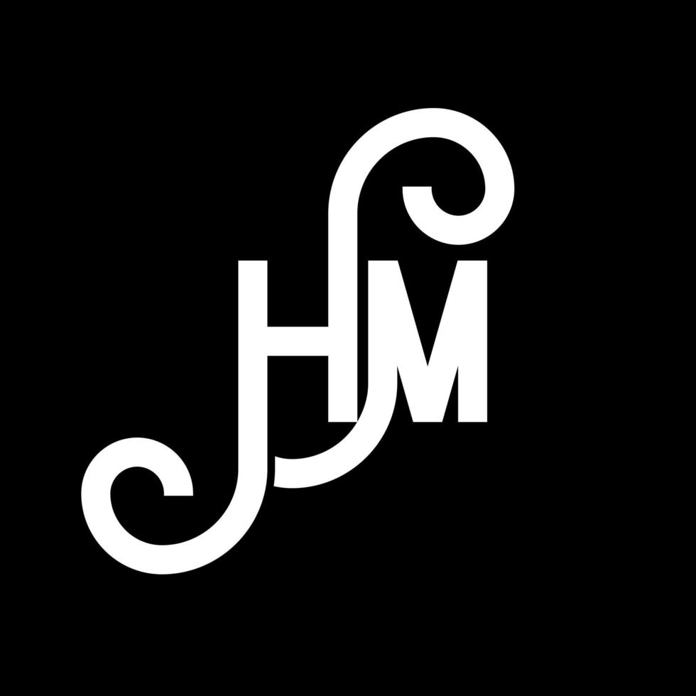 HM letter logo design on black background. HM creative initials letter logo concept. hm letter design. HM white letter design on black background. H M, h m logo vector