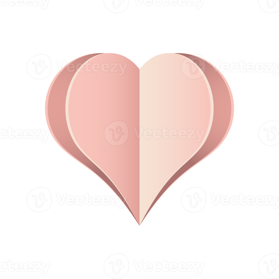 Paper heart design. Symbol of love in shape of heart for Happy Women's, Mothers day, birthday greeting card design. Transparent background. Illustration png