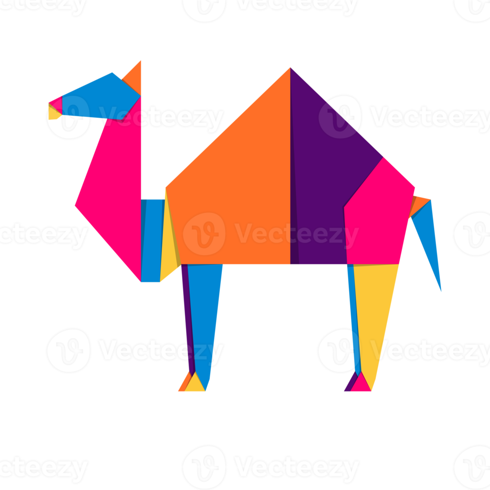 camelo origami. abstrato colorida vibrante camelo logotipo Projeto. animal origami. transparente fundo. ilustração png
