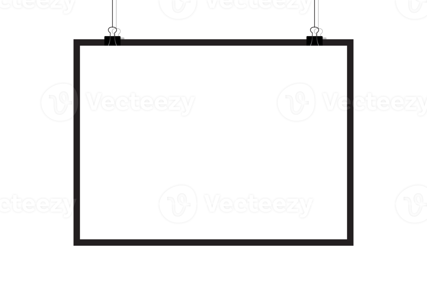 Mockups hanging on the wall. Poster mockup with white frame. Realistic empty banner. Transparent background. Illustration png