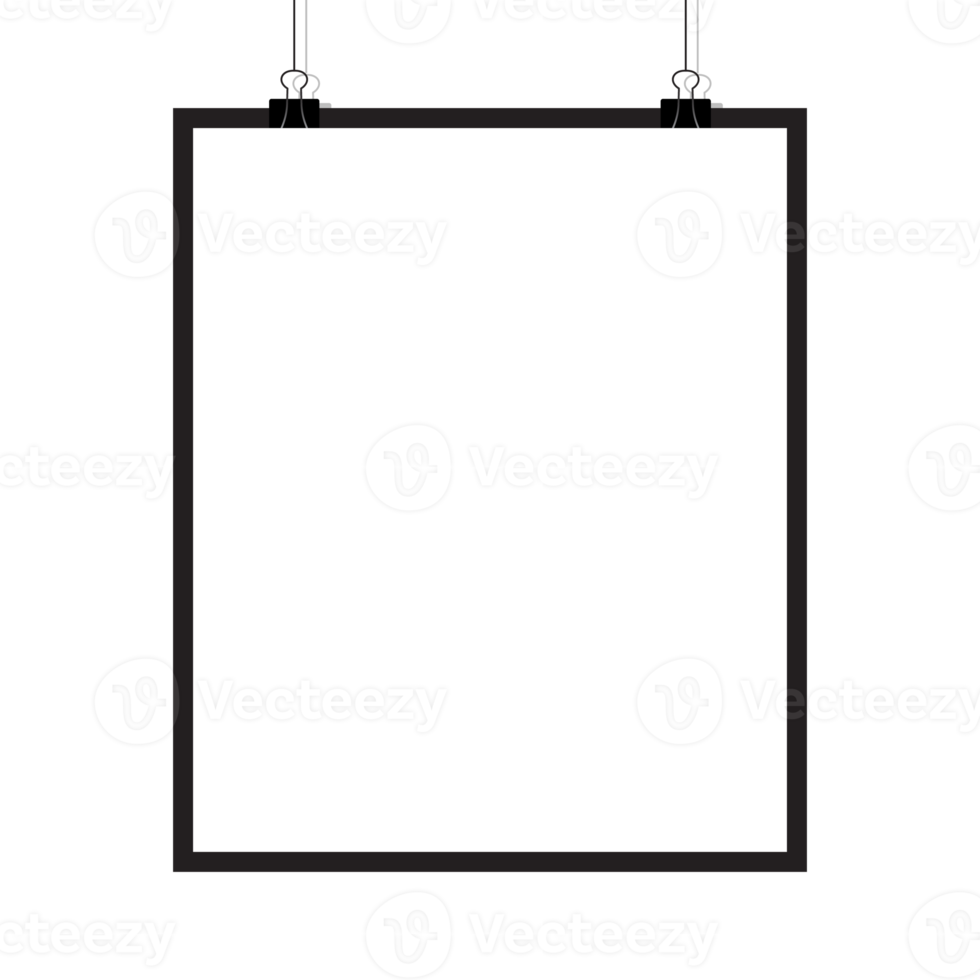 prototyper hängande på de vägg. affisch attrapp med vit ram. realistisk tömma baner. transparent bakgrund. illustration png