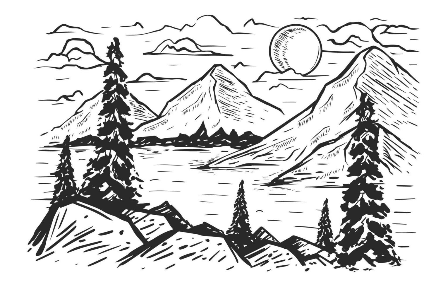 Hand Drawn Nature Scenery Background vector