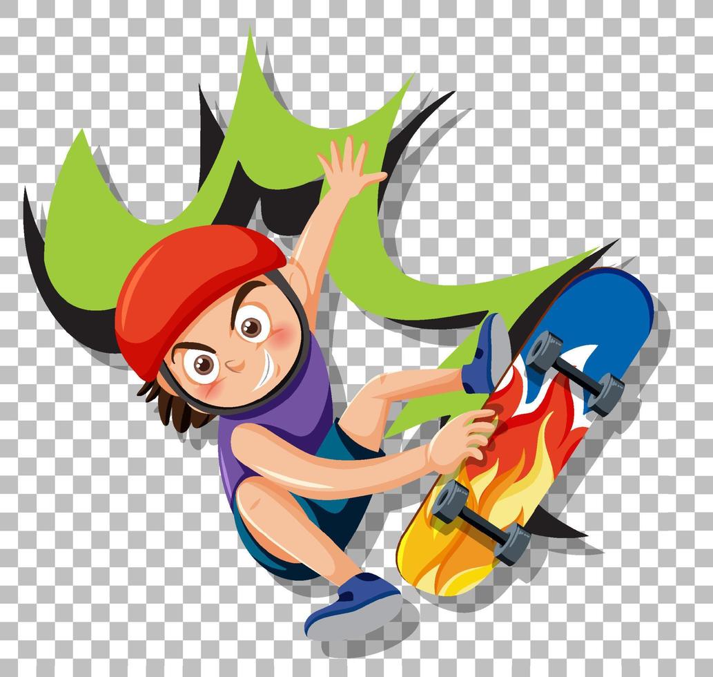 personaje de dibujos animados de niña en patineta vector