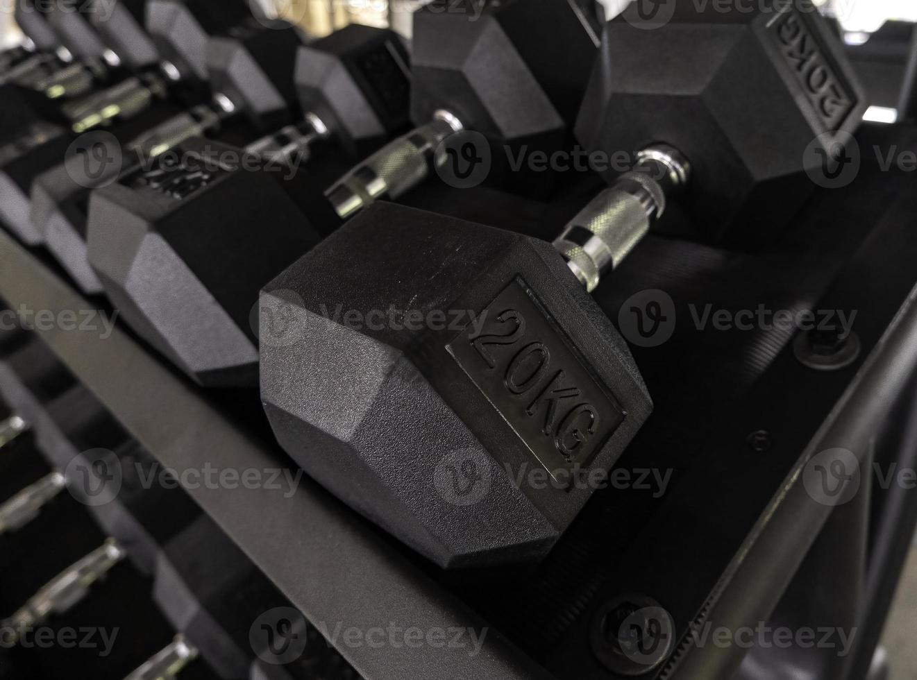 Weights in a gym photo