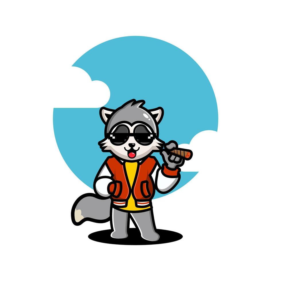 Cartoon raccoon hype illustration vector