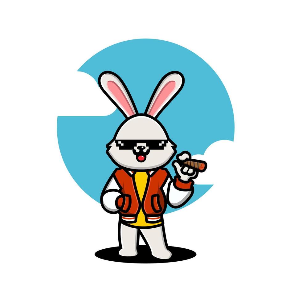 Cartoon rabbit hype illustration vector