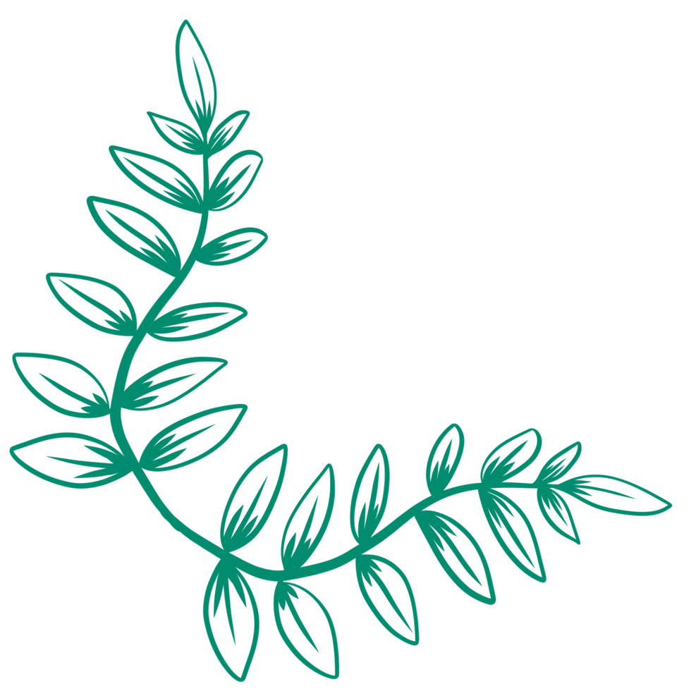 Leaf Corner Border. Hand drawn floral corner borders decoration