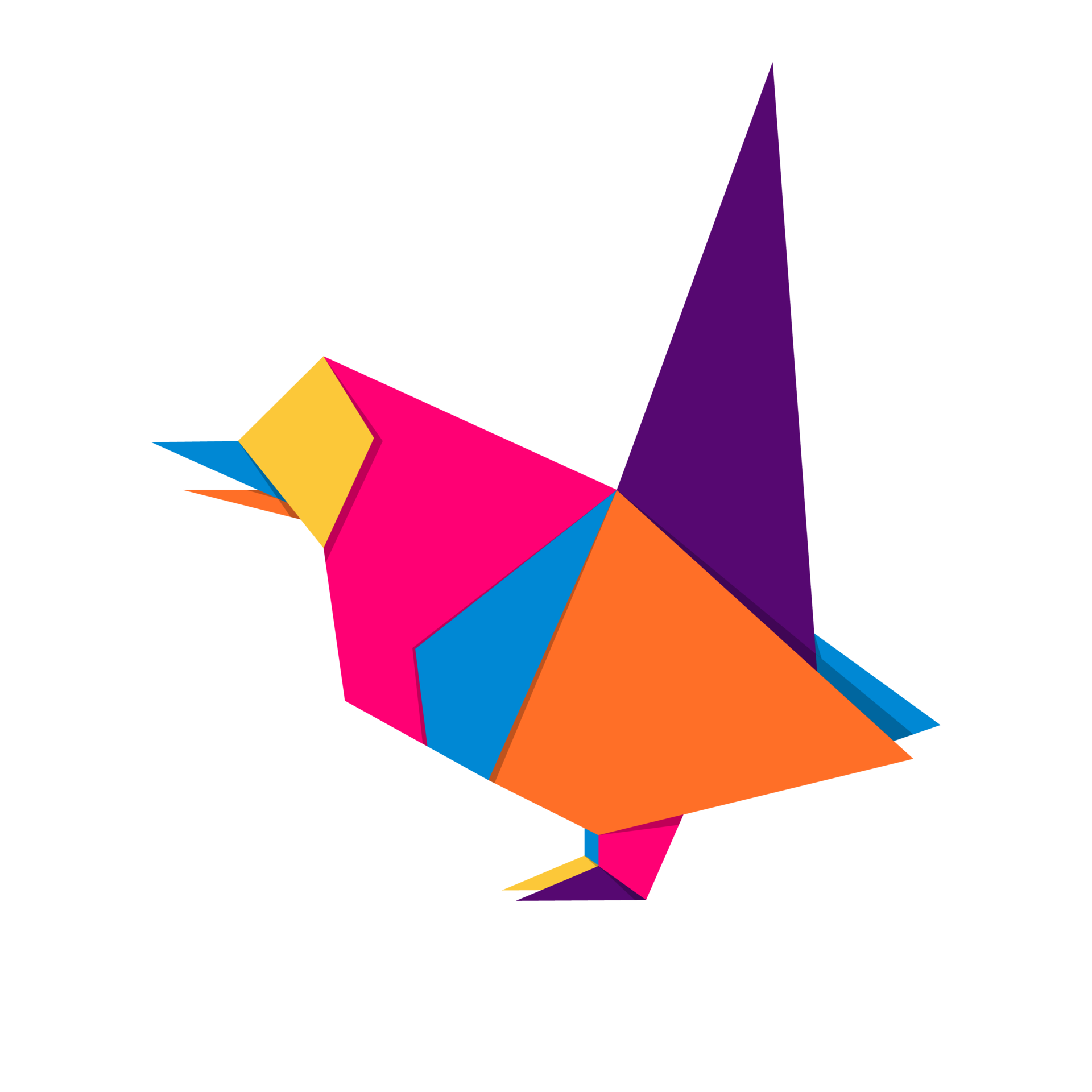 Free Bird origami. Abstract colorful vibrant bird logo design. Animal