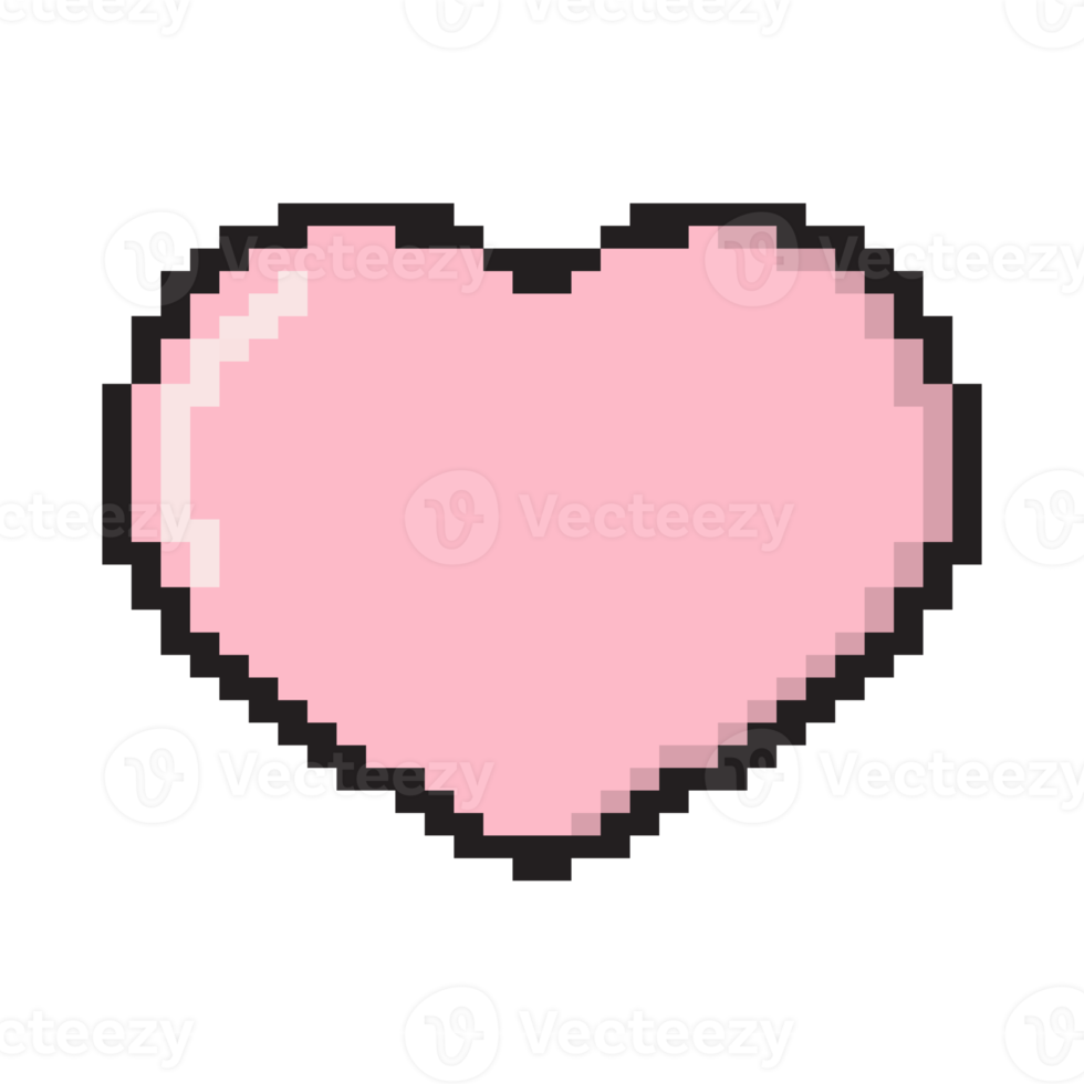 heart pixel love romantic passion icon. Heart pixel icon isolated element. Love symbol isolated sign. Transparent background. Illustration png