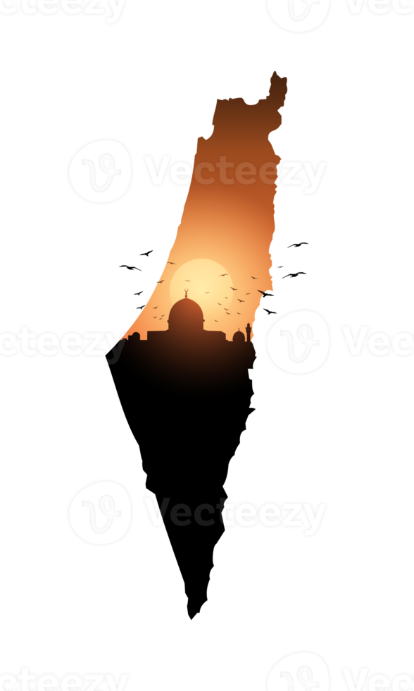 Map of palestine. Transparent background. Illustration png