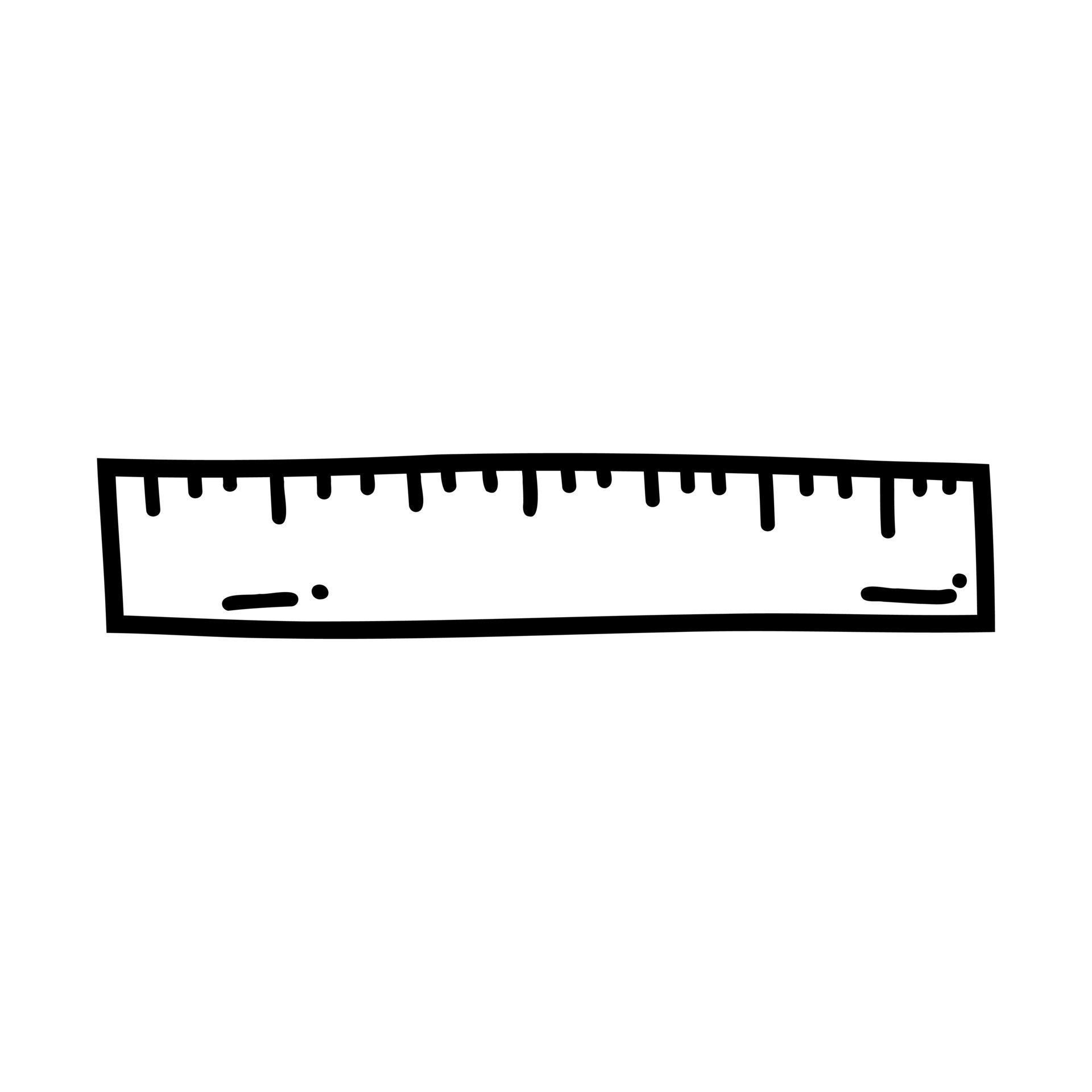 Hand drawn doodle ruler. Vector sketch illustration of black outline
