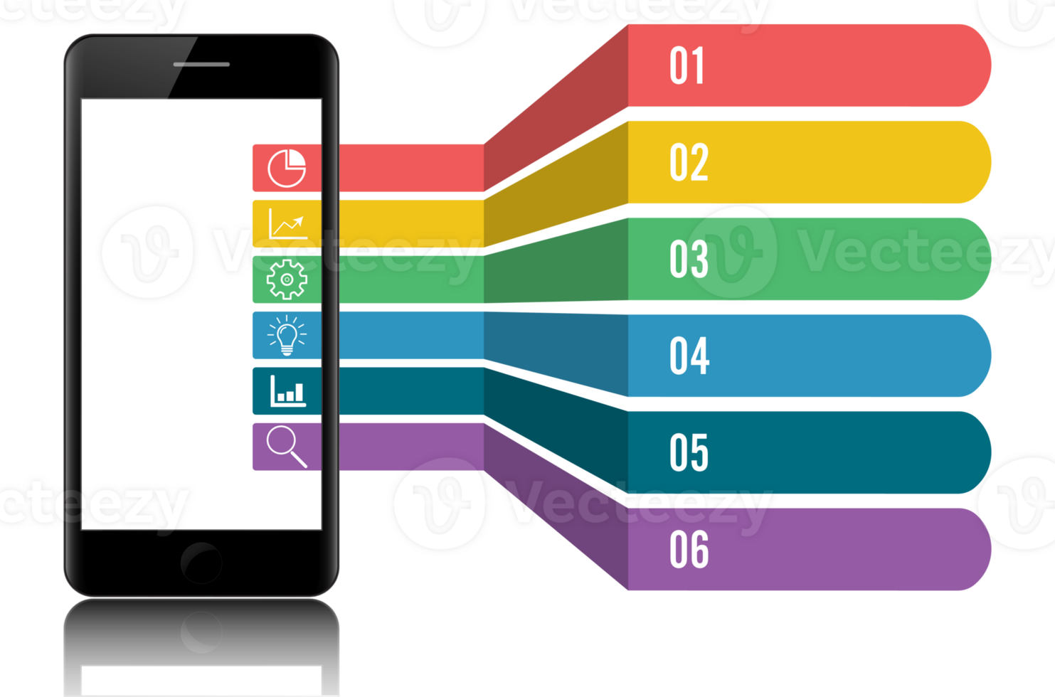 Infographic template with smartphone png