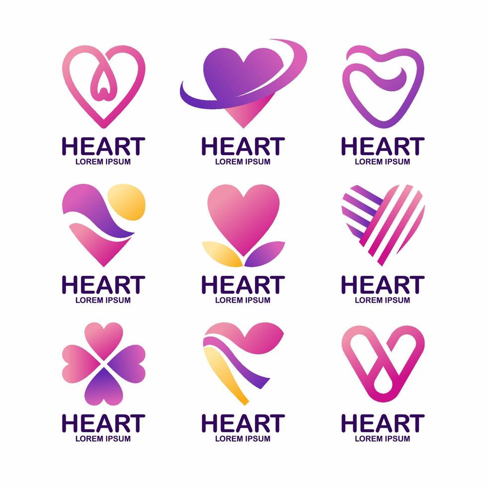 Love Heart Logo Business Template Collection vector