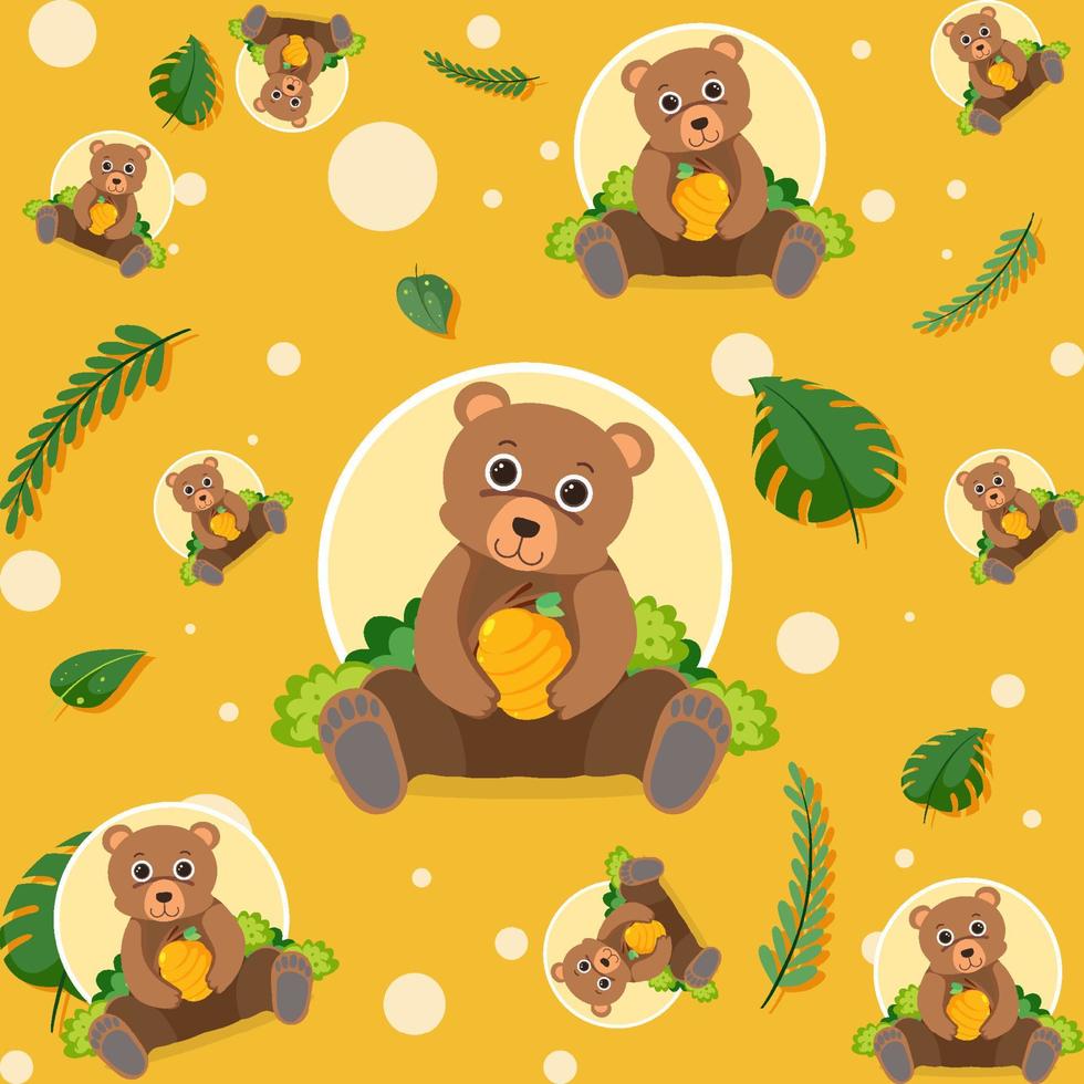 Cute bear seamless pattern vector