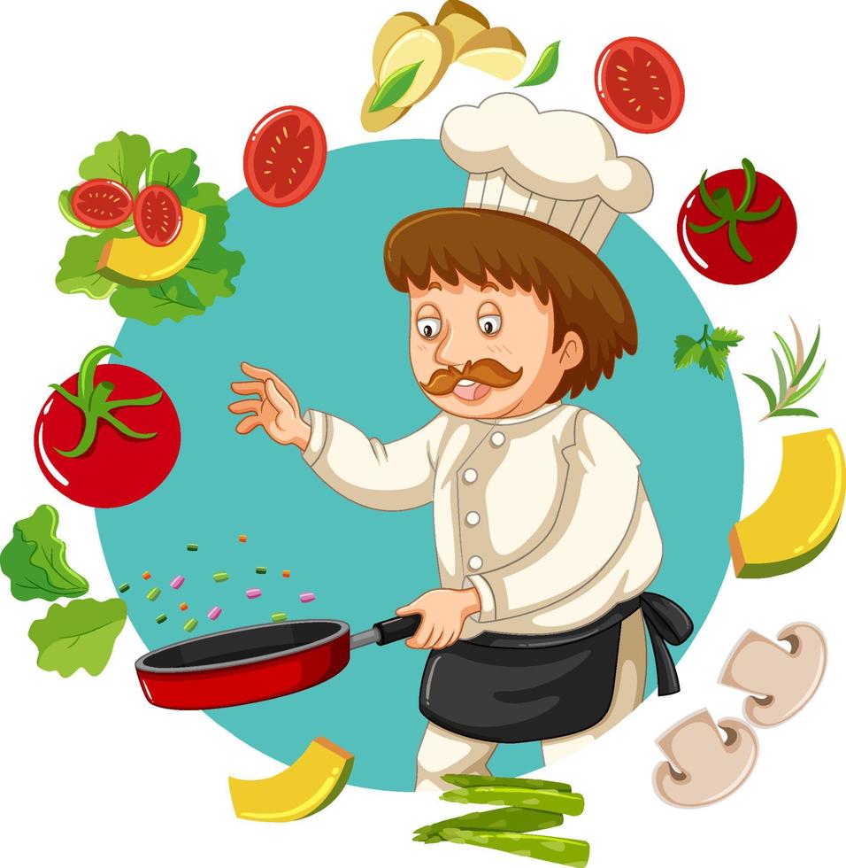 Chef man cartoon character vector