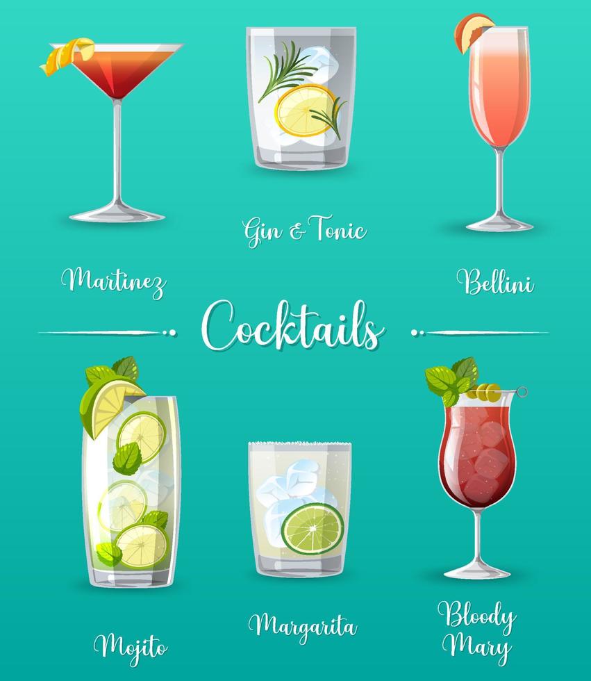 Cocktail menu poster design vector