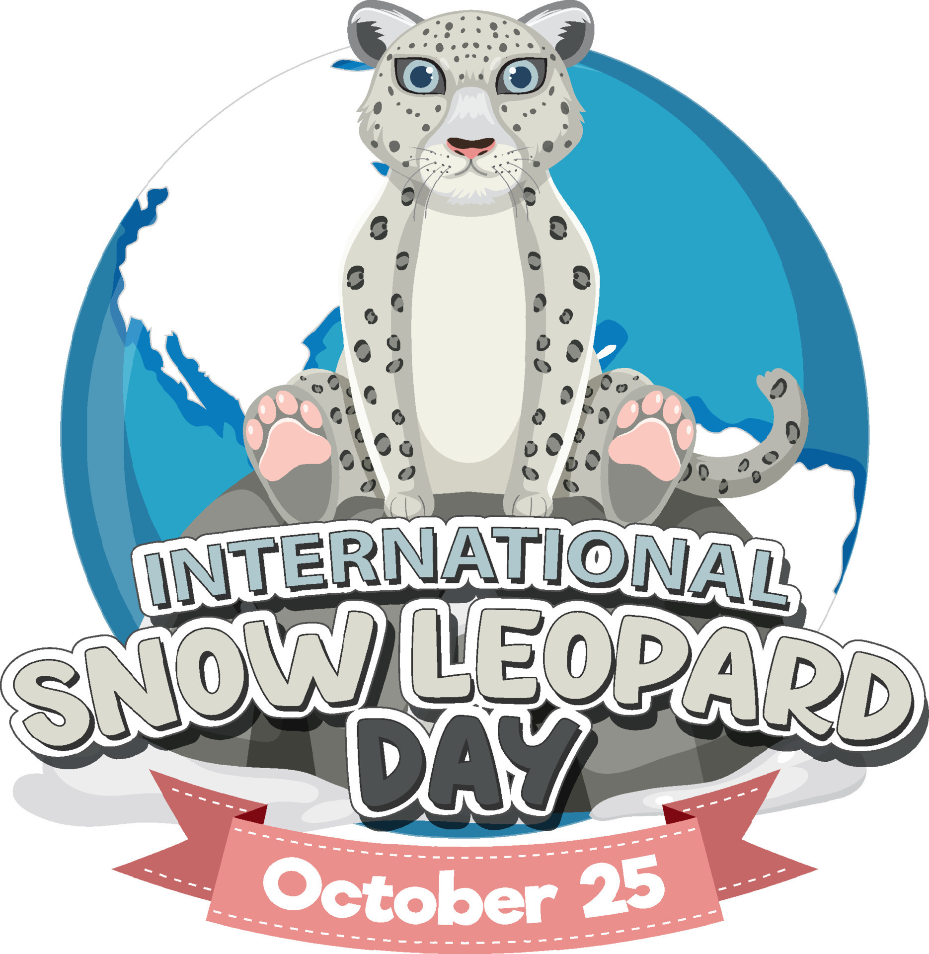 International snow leopard day 19860636 Vector Art at Vecteezy