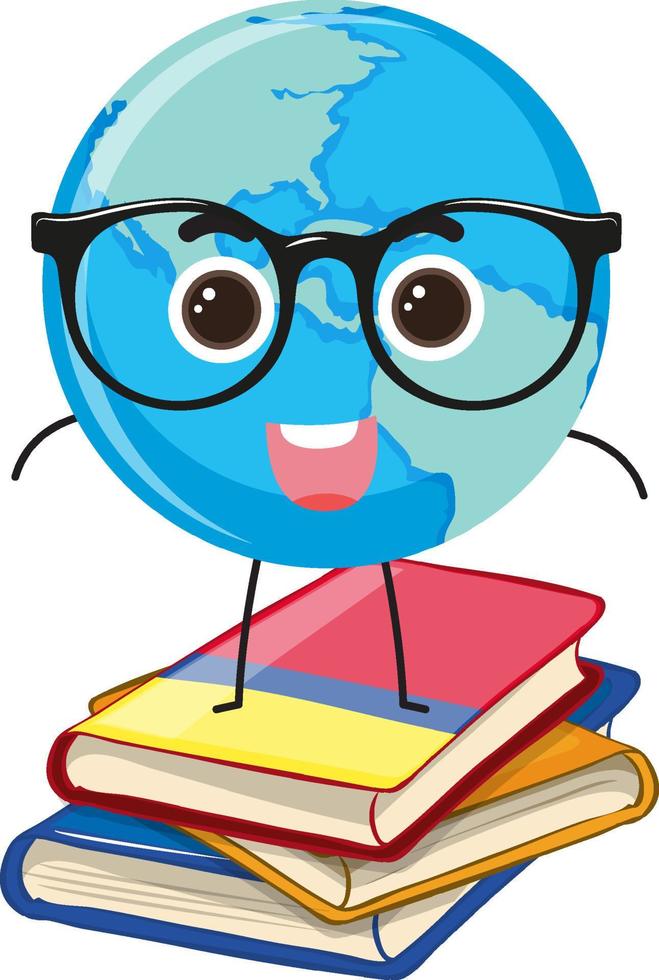 Earth globe on stack of books vector