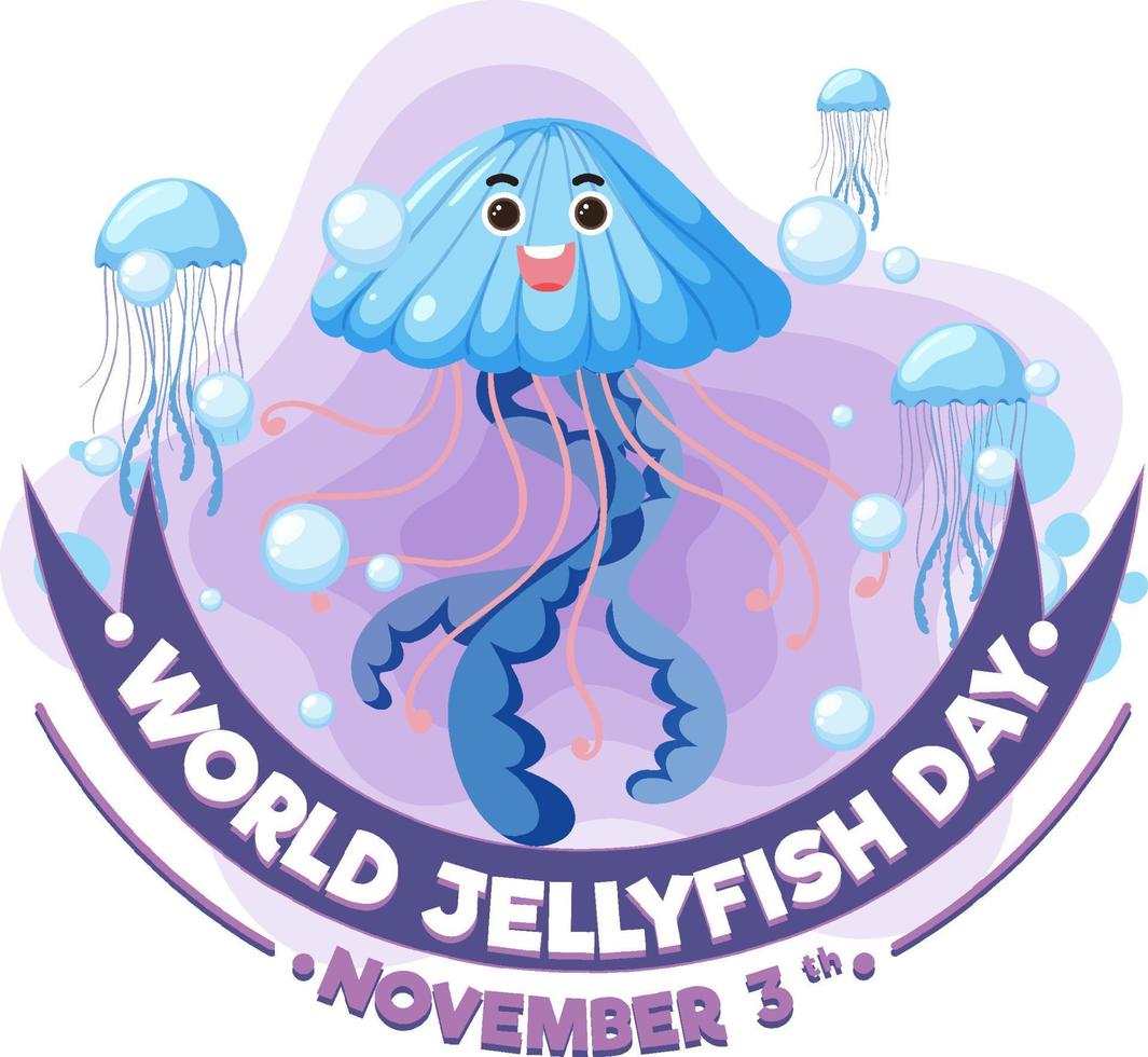 World jellyfish day cartoon logo concept vector