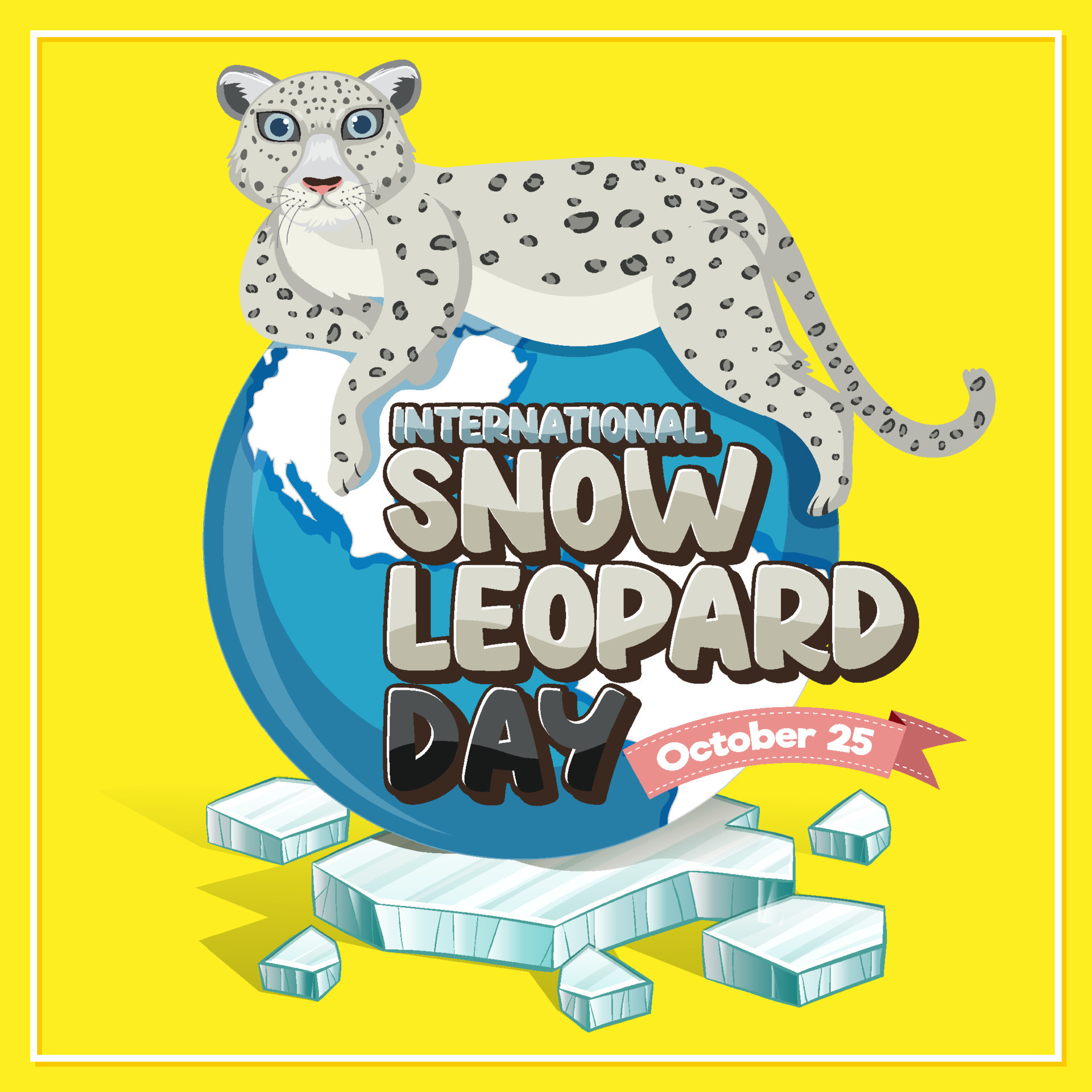 International snow leopard day 19860665 Vector Art at Vecteezy