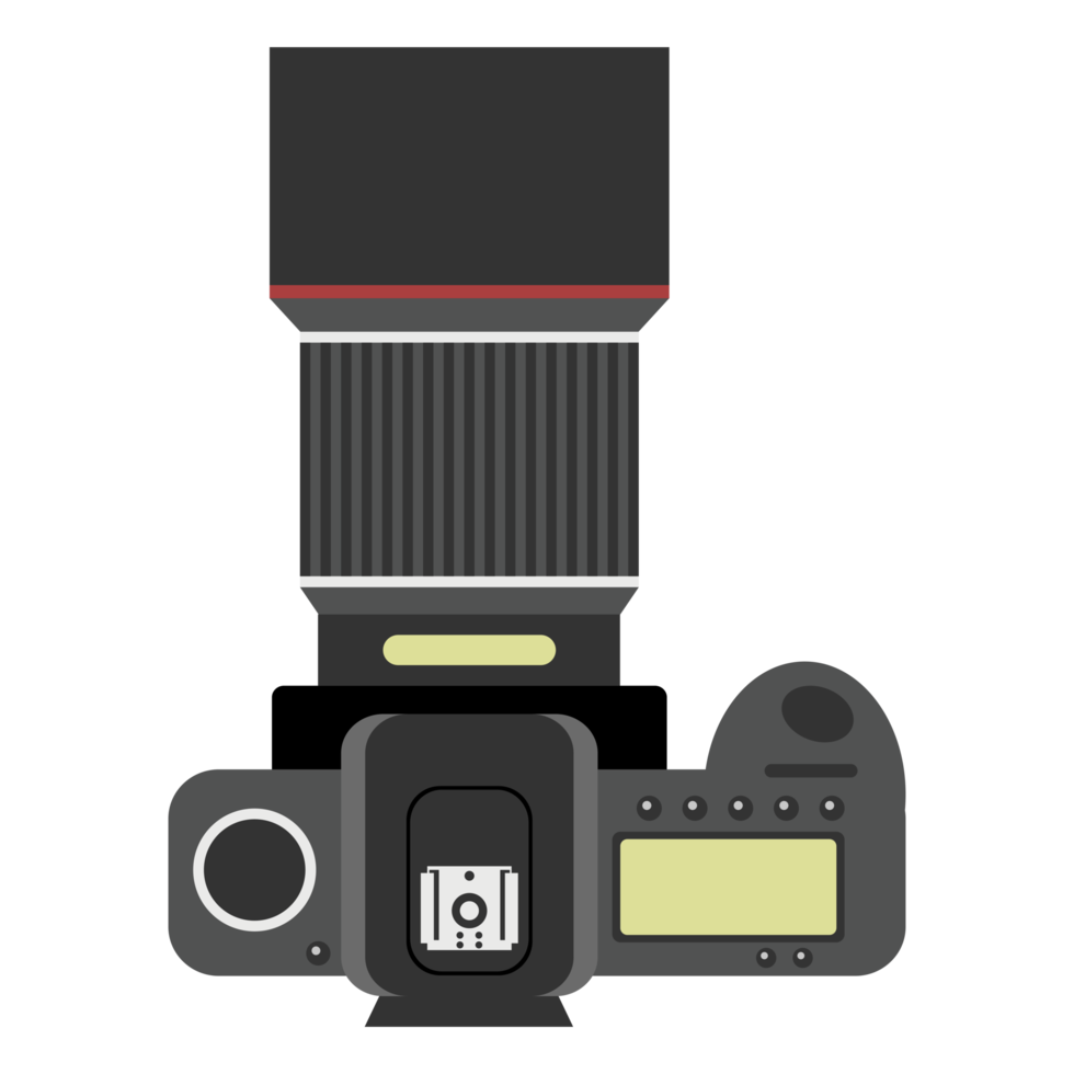 Flat design of camera. Mirrorless camera or DSLR camera. png