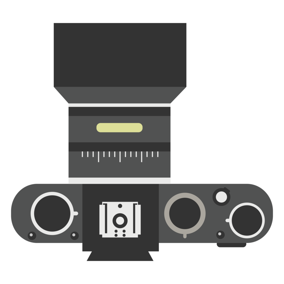 Flat design of camera. Mirrorless camera or DSLR camera. png