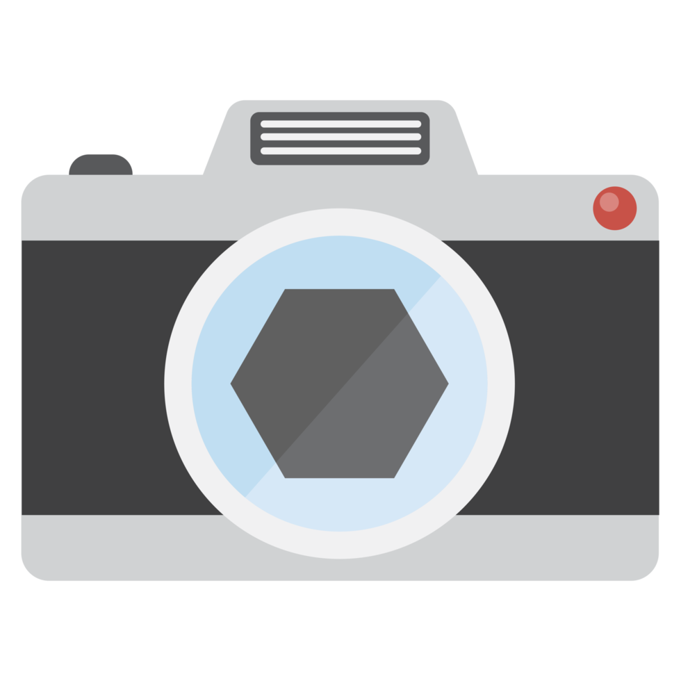 Flat design of camera. Mirrorless camera or DSLR camera. png